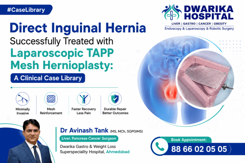 Direct Inguinal Hernia Successfully Treated with Laparoscopic TAPP Mesh Hernioplasty
