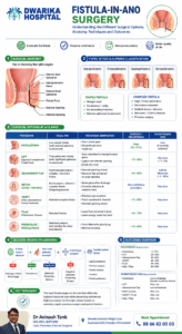 Fistula-in-Ano Surgery Understanding the Different Surgical Options, Anatomy, Techniques and Outcomes. Infographic