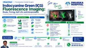 Indocyanine Green (ICG) Fluorescence Imaging Route, Timing, Half-Life and Interpretation. infographic